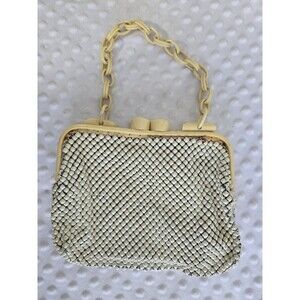 Vtg 40s Whiting & Davis Aluminum Metal Mesh Purse Bakelite Clasp & Chain Strap